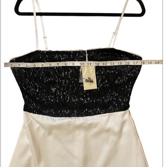 Ramy Brook Ariel Dress Black and Cream Mini beaded Evening Dress  size 10 - Picture 3 of 12